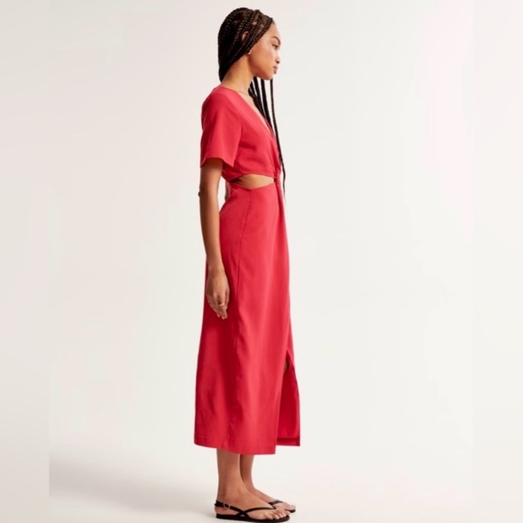 Abercrombie & Fitch Knotted Cutout Midi Dress XS NWT - Picture 3 of 9
